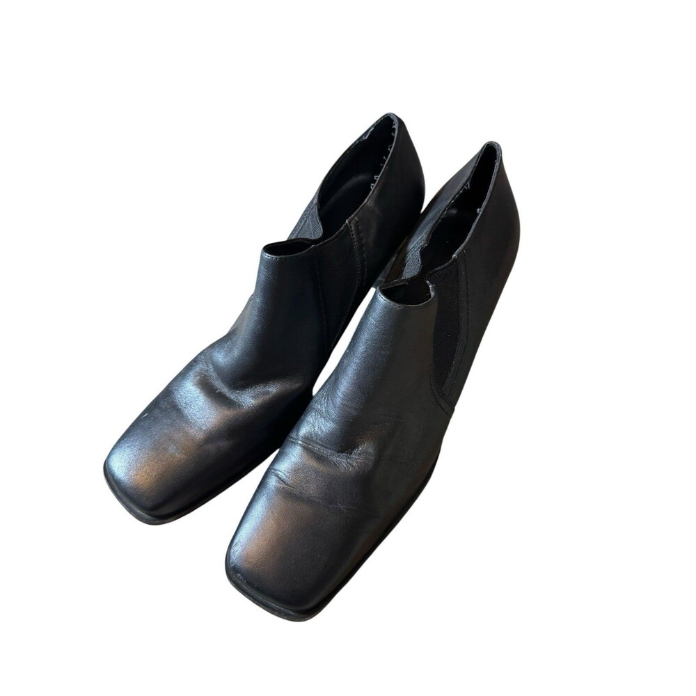 Apostrophe Leather Upper Black Bootie Size 10โ M Womens With 3" Heel